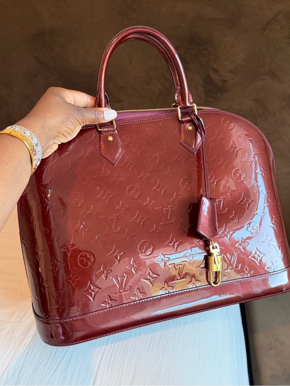 Louis Vuitton Vernis Alma PM Satchel in Bordeaux Patent